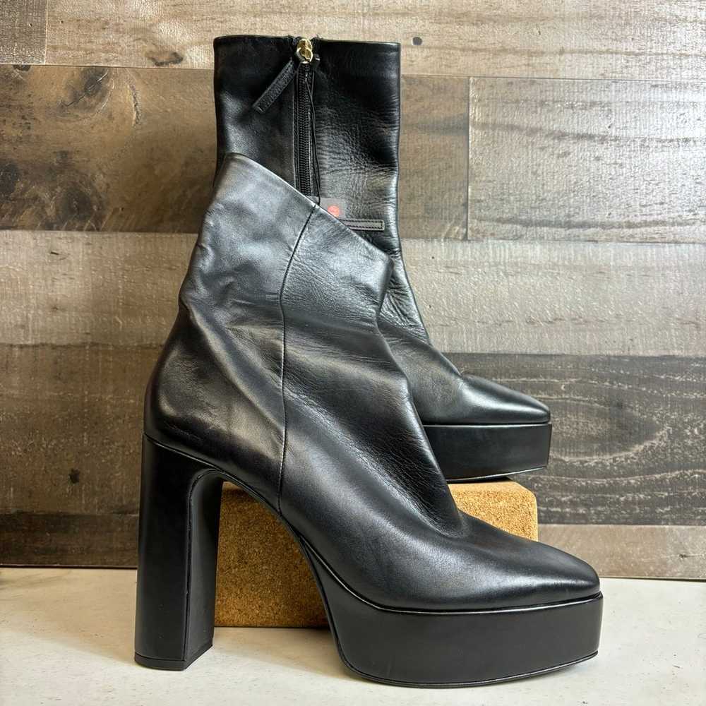 NWT Zara Womens Black Platform Ankle Boots Faux L… - image 2