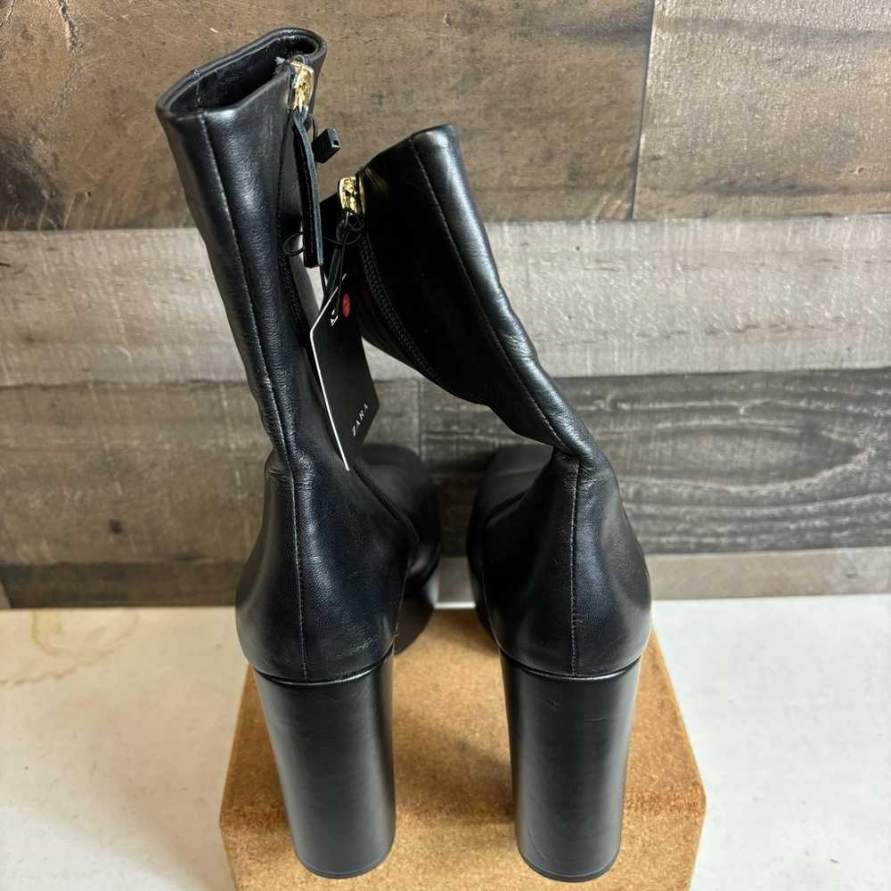 NWT Zara Womens Black Platform Ankle Boots Faux L… - image 4