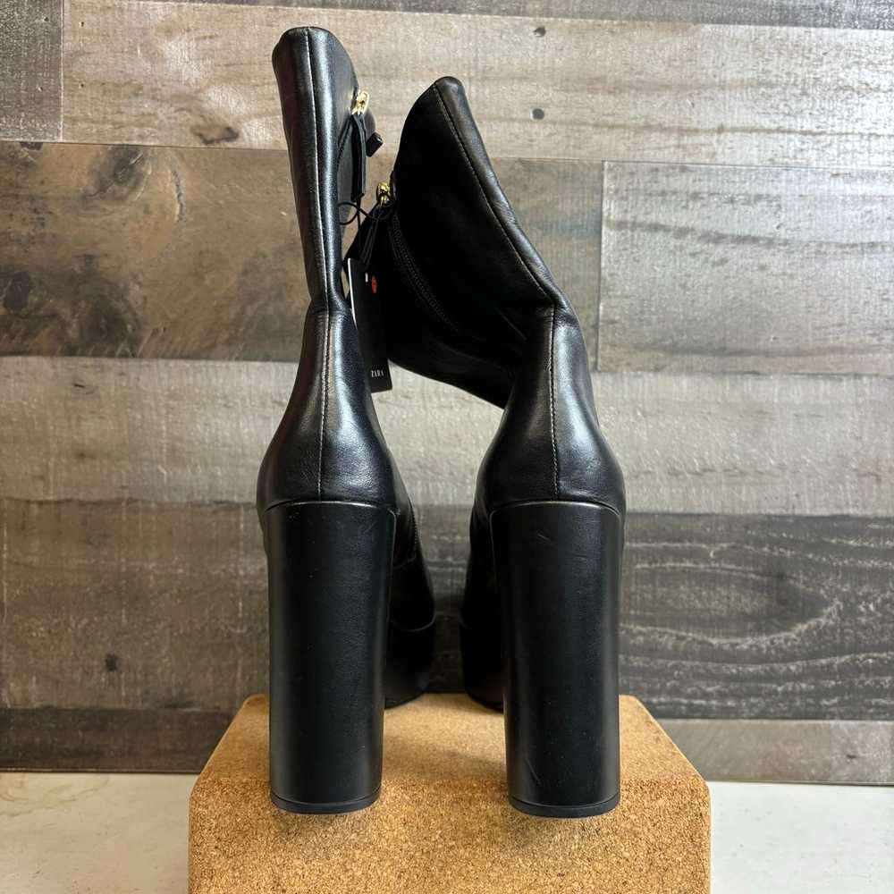 NWT Zara Womens Black Platform Ankle Boots Faux L… - image 5