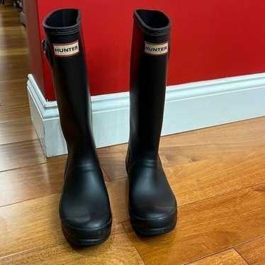 Hunter black tall rain boots size 37 US 6 - image 1