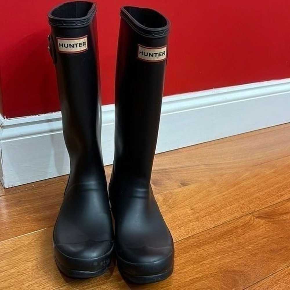 Hunter black tall rain boots size 37 US 6 - image 2