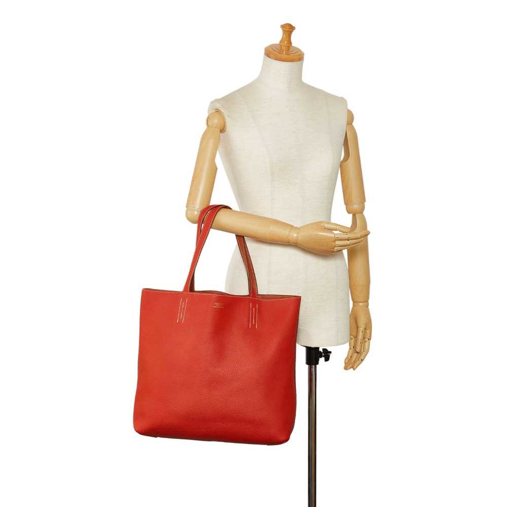 Red Hermes Clemence Double Sens 36 Tote Bag - image 9