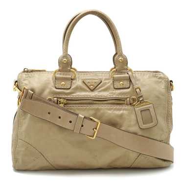 PRADA handbag Boston bag shoulder leather beige - image 1