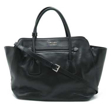 PRADA Handbag Shoulder Bag SOFT CALF Leather NERO… - image 1