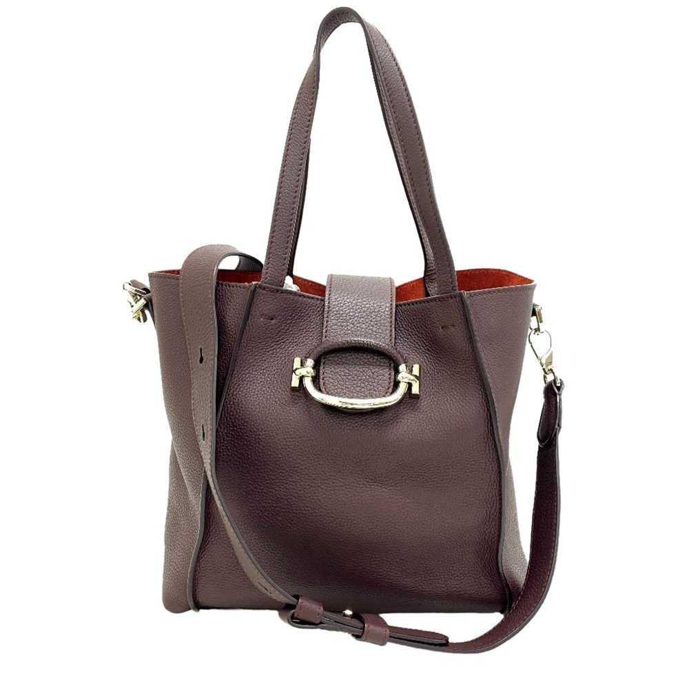 TOD'S Double T-ring Handbag Shoulder Bag Bordeaux… - image 1