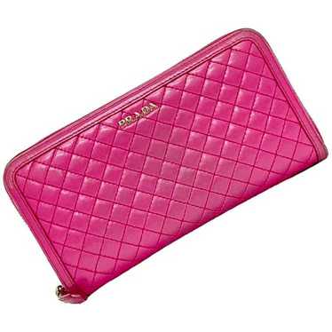 PRADA Round Long Wallet Pink FUXIA 1M0506 Quilted… - image 1