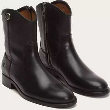 Frye Melissa Button Short Boots Black Leather