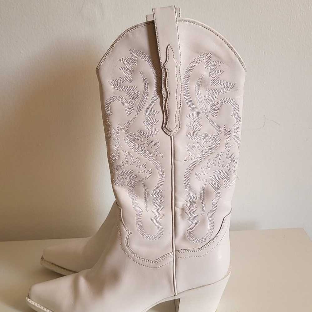 Jeffrey Campbell Dagget Western Boots White Leath… - image 1