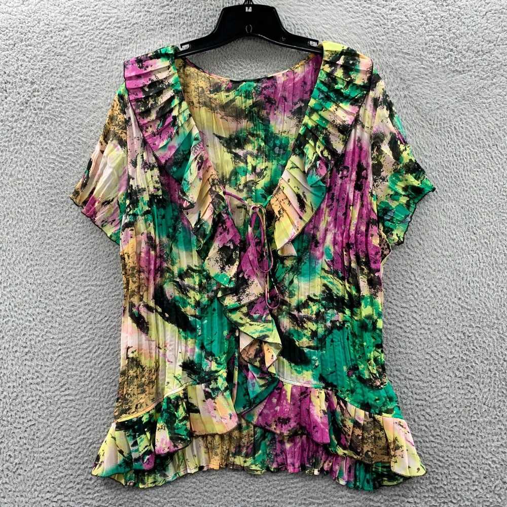 Vintage NOTATIONS Blouse Womens 3X Top Short Slee… - image 1