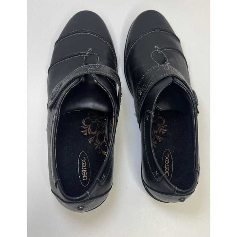 Aetrex Loafers Black Leather Embroidered Women’s … - image 7