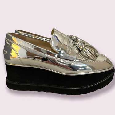 Stuart Weitzman Manilla silver Flatform Loafers SZ