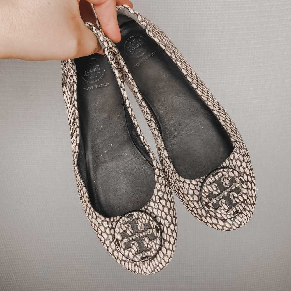 Tory Burch | Snakeskin Black White Flats 7 Polka - image 1