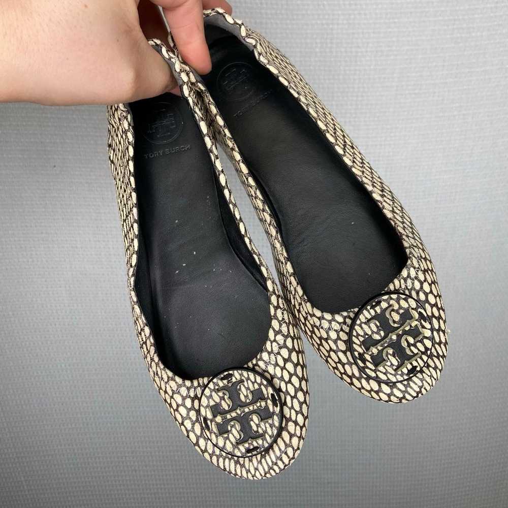 Tory Burch | Snakeskin Black White Flats 7 Polka - image 2