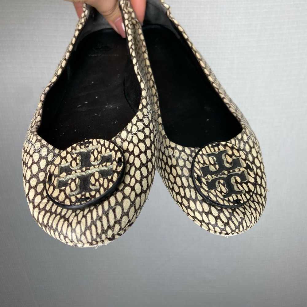 Tory Burch | Snakeskin Black White Flats 7 Polka - image 5