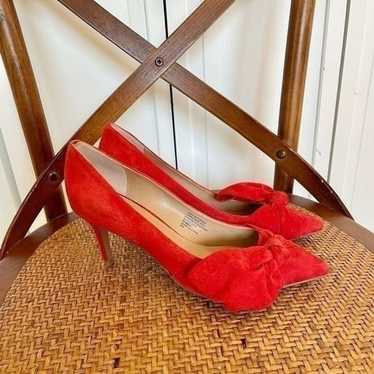 Banana republic red suede bow front heels size 6