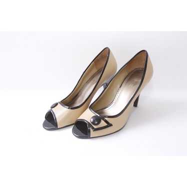 90s Connie, Black, Beige, Heels, Pumps, Peep Toe, 