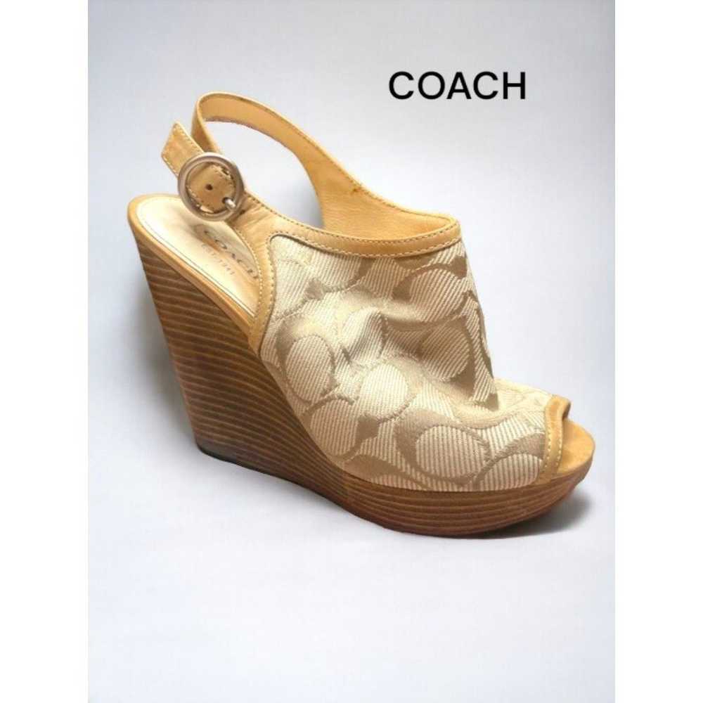 Coach Platform Heel Wedge Janet Light Khaki Sand … - image 1