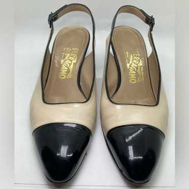 Vintage Salvatore Ferragamo Black Slingback Heels 