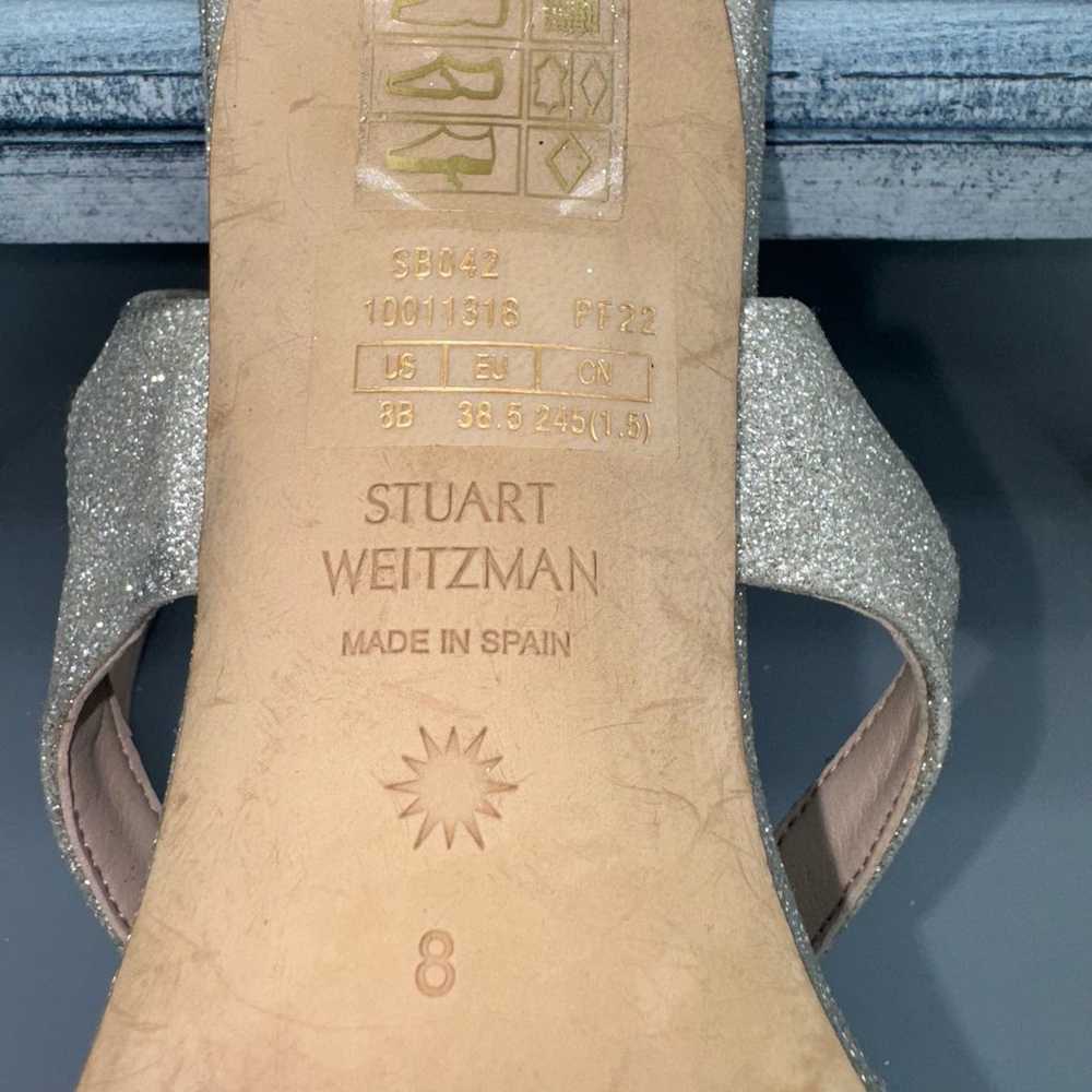 Stuart Weitzman Align 95 Glitter Sandal Gold Size… - image 5