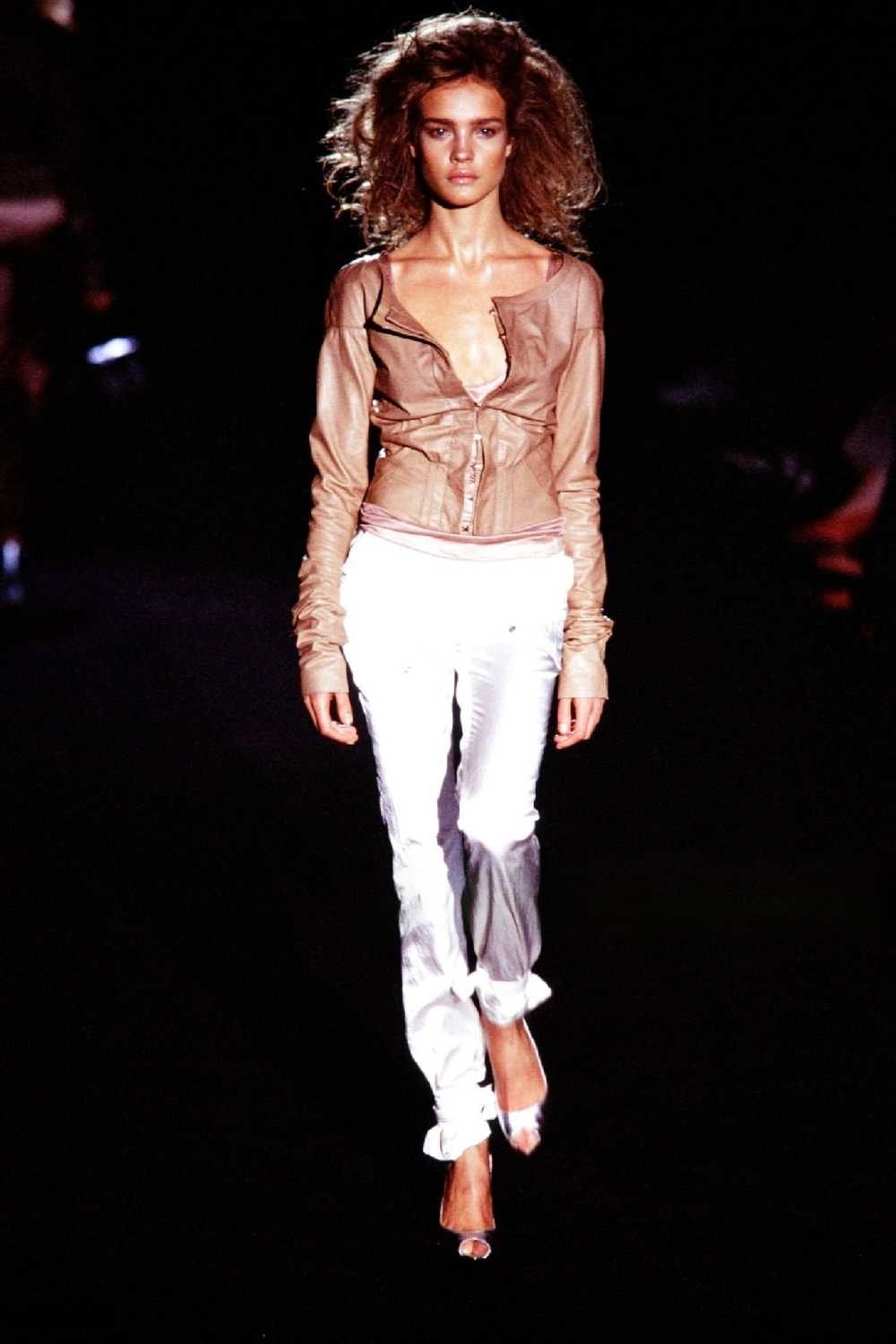 Gucci Spring 2003 Tom Ford Ruched Green Suede Lea… - image 2