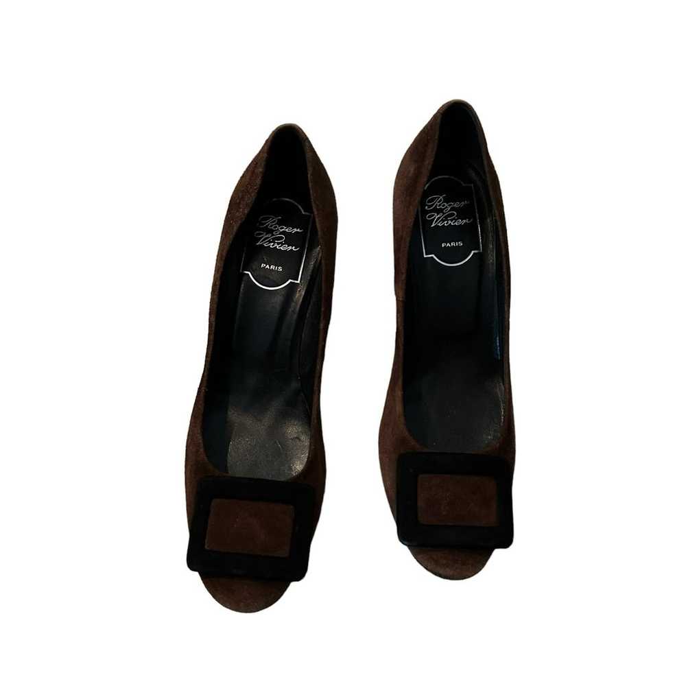 Roger Vivier Brown Suede Viv In The City Black Su… - image 2