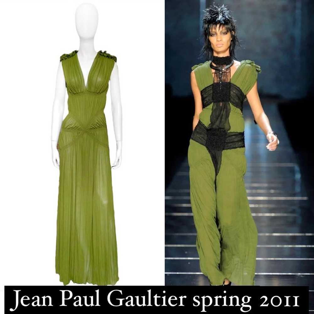Jean Paul Gaultier spring 2011 green pleated ruff… - image 2