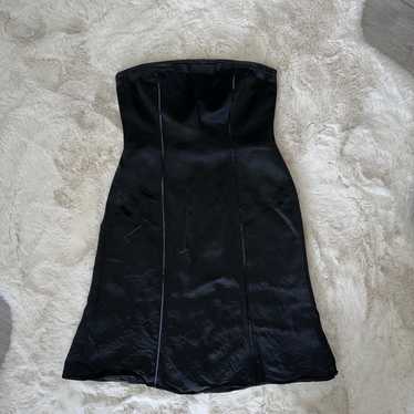 Black Silk Satin Vintage Ann Taylor Strapless Min… - image 1