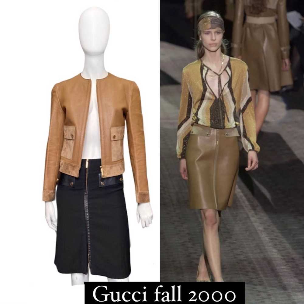 Gucci fall 2001 Tom Ford beige gold zip leather j… - image 3