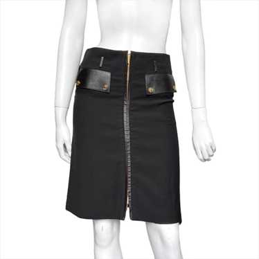 Gucci Fall 2000 Tom Ford black leather wool skirt - image 1