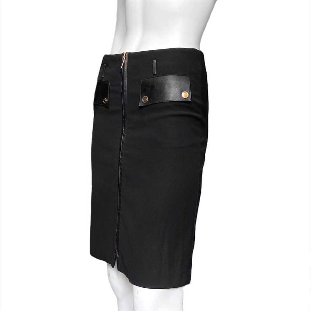 Gucci Fall 2000 Tom Ford black leather wool skirt - image 3