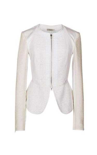 NINA RICCI White Tailored Cotton Lace Back Jacket