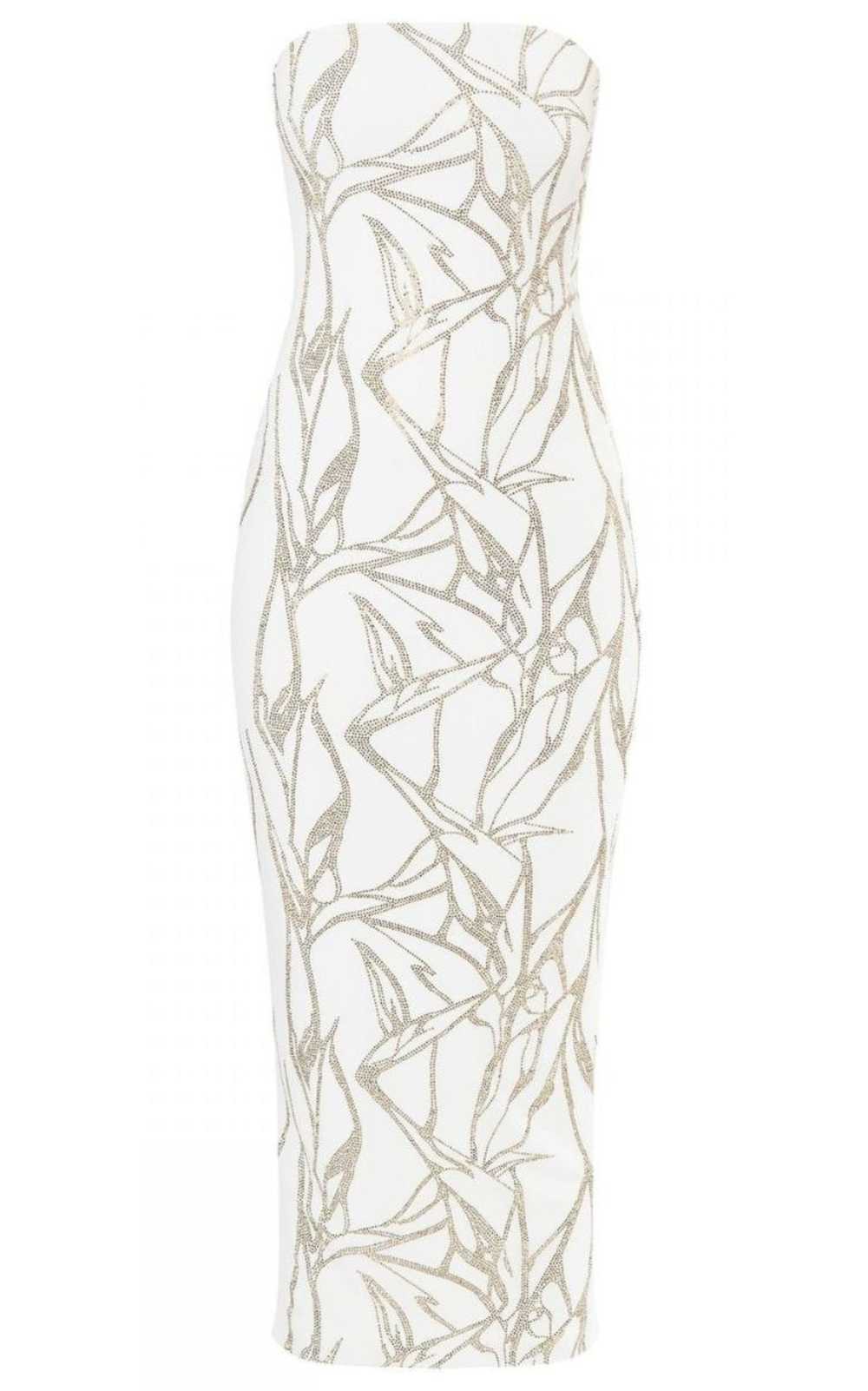 ALEXANDRE VAUTHIER White Beaded Strapless Midi Dr… - image 1