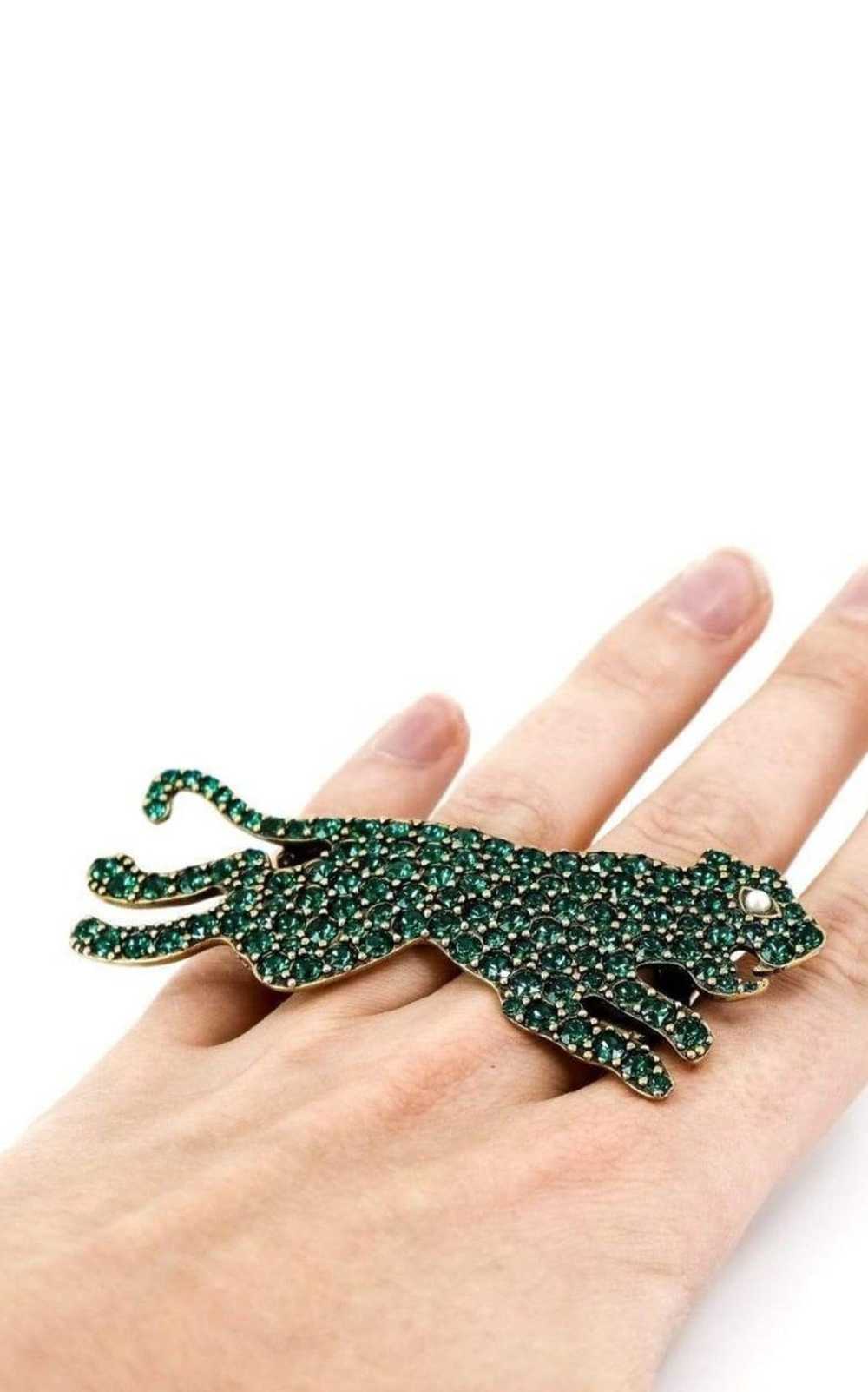 GUCCI Two Finger Green Ring - image 2