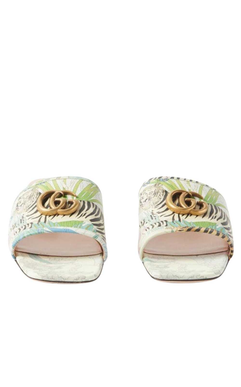 GUCCI Tiger-print Leather Slides - image 3