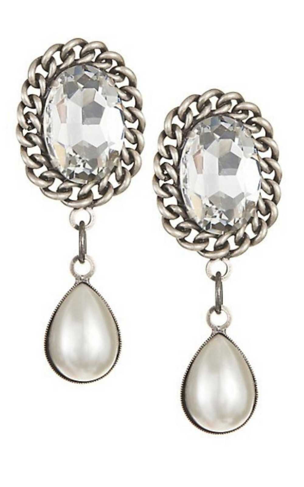 Alessandra Rich Pearl Drop Clip-On Earrings - image 1