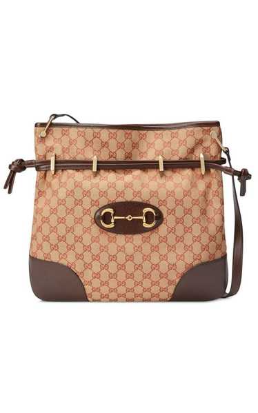 GUCCI Leather and GG Supreme Fabric Shoulder Bag