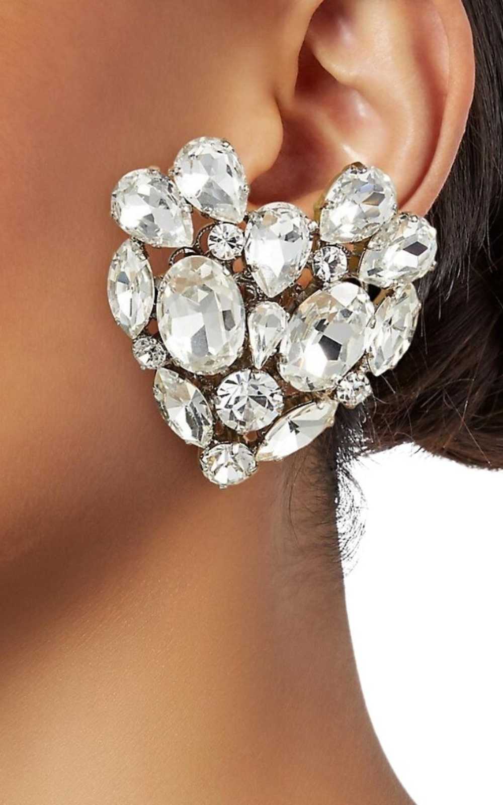 Alessandra Rich Silvertone Crystal Heart Stud Cli… - image 2