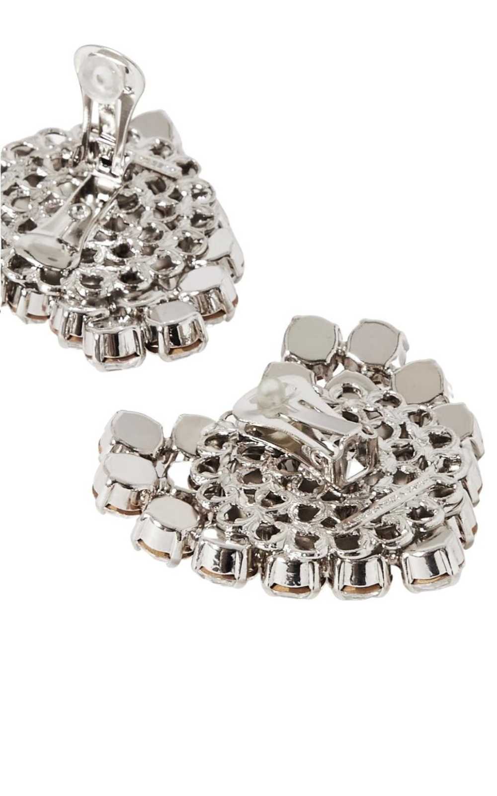 Alessandra Rich Silvertone Crystal Heart Stud Cli… - image 3