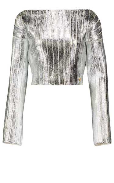 Balmain Silver Cropped Wool-blend  Sweater - image 1