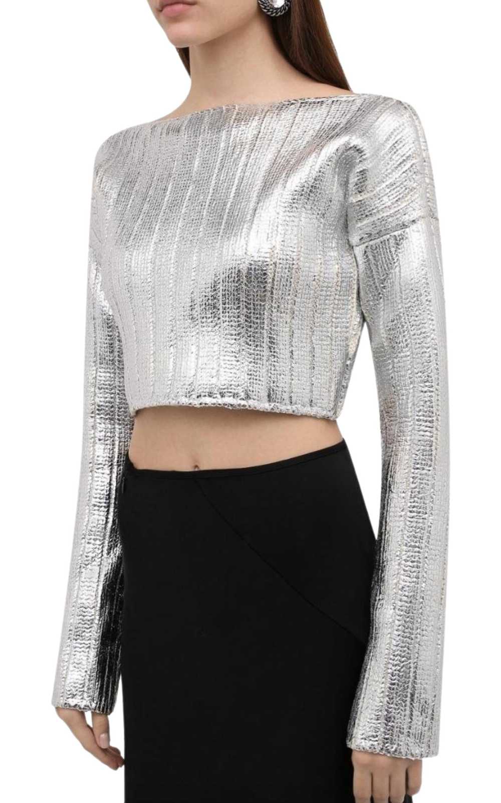 Balmain Silver Cropped Wool-blend  Sweater - image 4