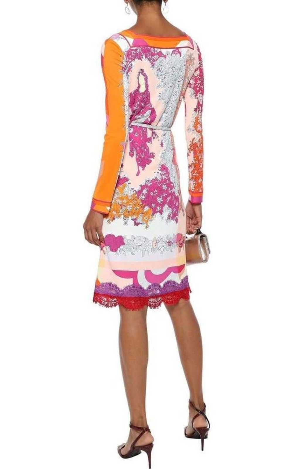 PUCCI Lace-Trimmed Printed Jersey Dress - image 3