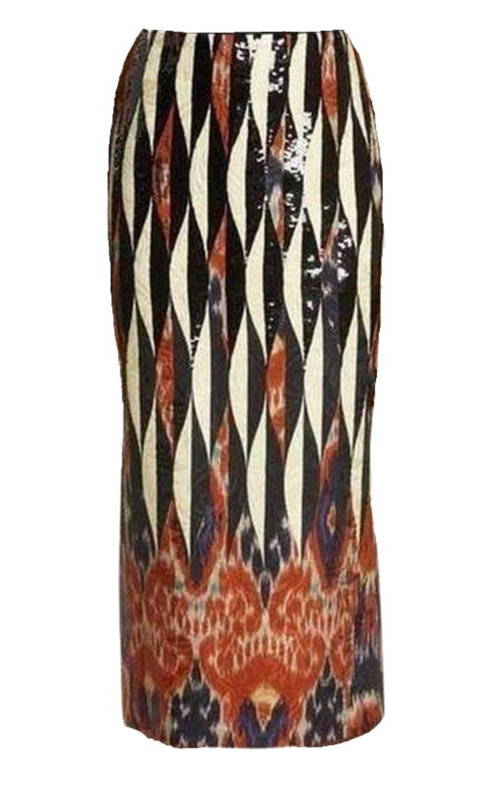 Dries Van Noten Shine Embroidered Ikat Midi Skirt - image 1