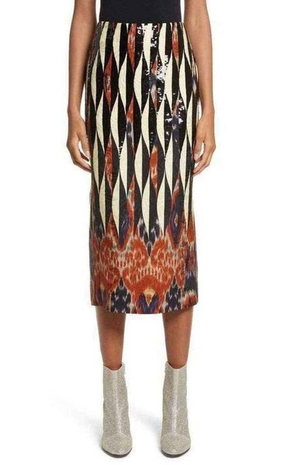 Dries Van Noten Shine Embroidered Ikat Midi Skirt - image 2
