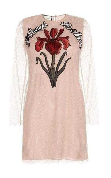 GUCCI Nude Lace Embroidered Dress