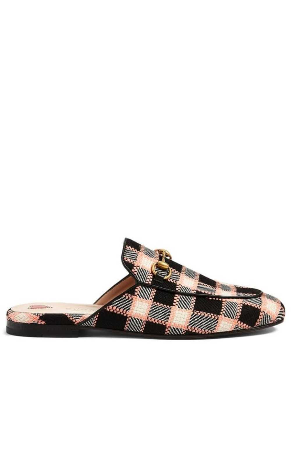 GUCCI Princetown Tweed Check Woven Mules - image 1
