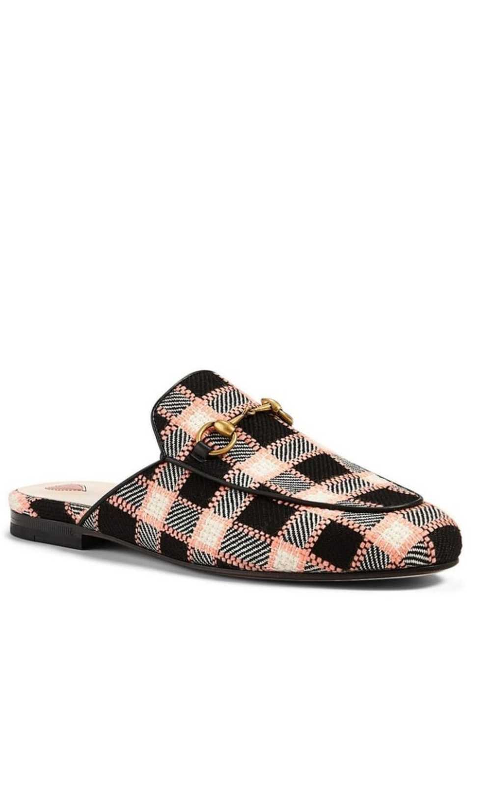 GUCCI Princetown Tweed Check Woven Mules - image 2