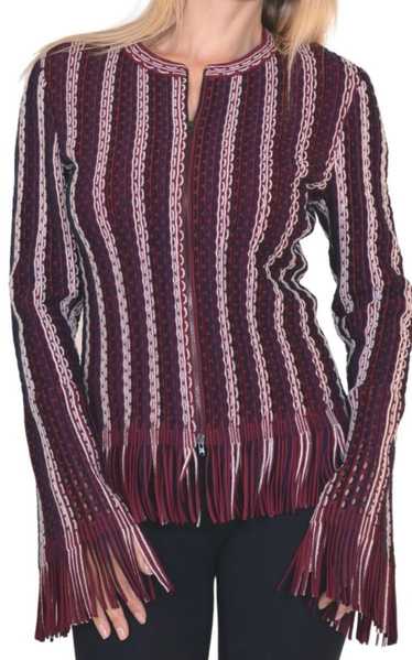 Alaïa Seamed Knit Moto Fringe Jacket - image 1