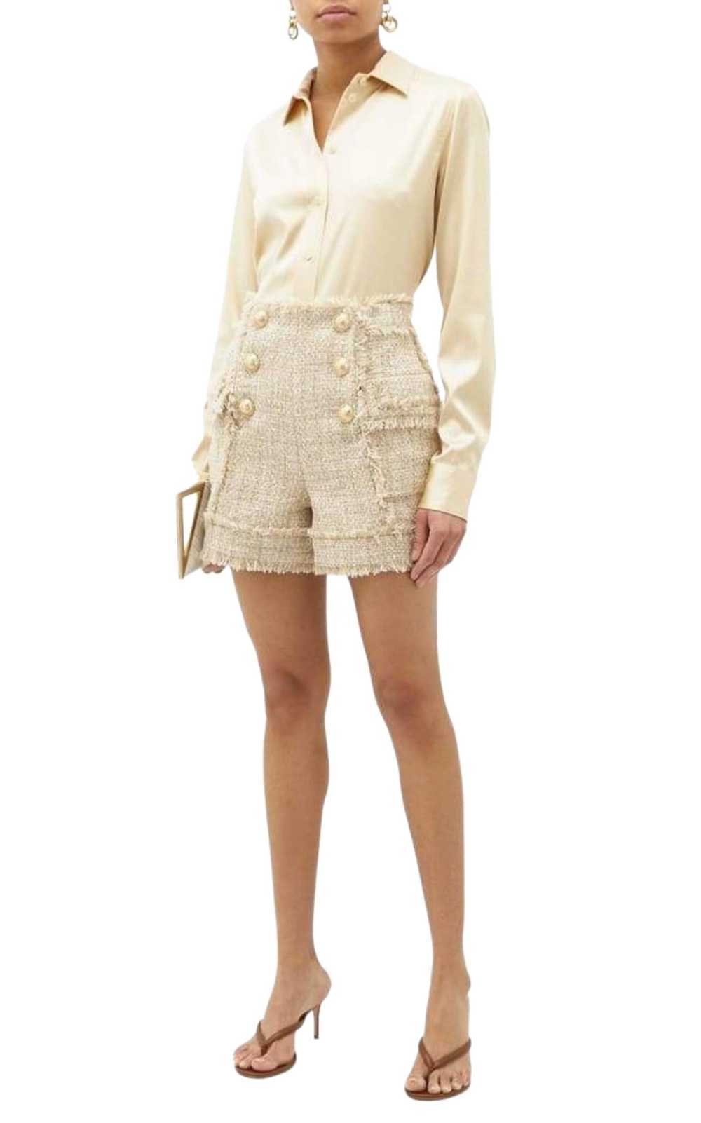 Balmain High-rise cotton-blend tweed shorts - image 2