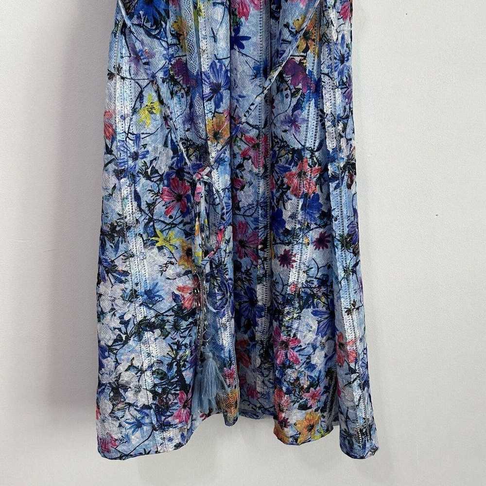 Tahari Debrah Dress M Floral Loop Collar Blue Bel… - image 2