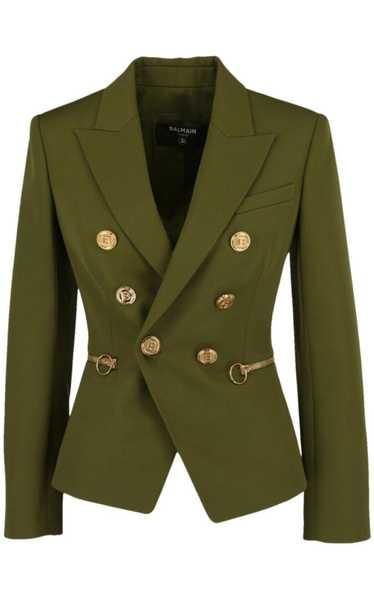 Balmain Green Wool Double-breasted Blazer